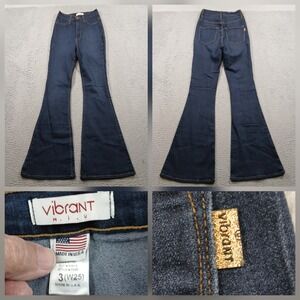 ibrant M.I.U Style P522 High Rise Bell Bottom Flare Jeans Blue W25 Size 3 EUC
